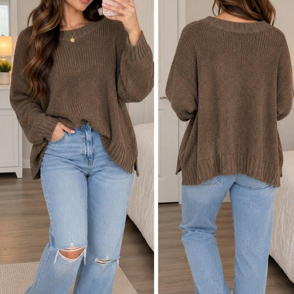 Aerie brown oversized sweater in